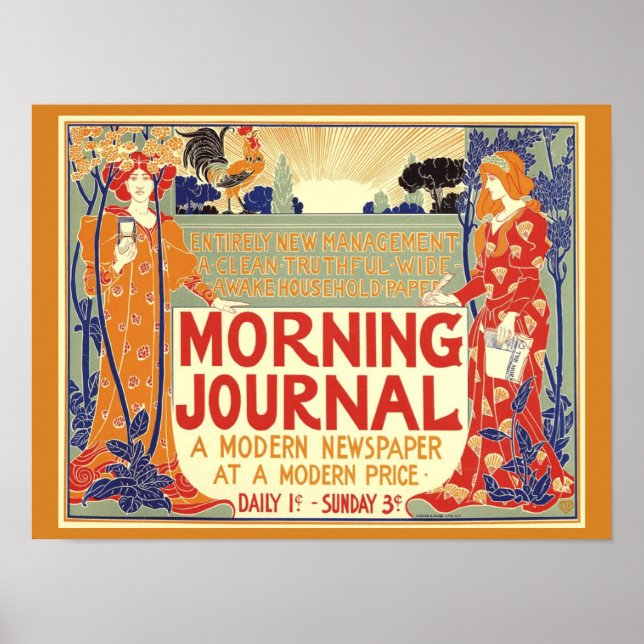 VINTAGE JOURNAL-NEWSPAPER-Titelkopie 1895 MORGEN Poster (Vorne)