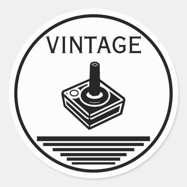 Vintage-Joystick Runder Aufkleber (Vorderseite)