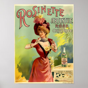 Vintage Jugendstil Absinette Rosinette Poster