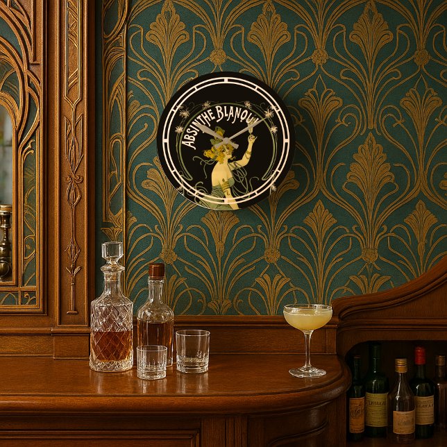 Vintage Jugendstil Absinth Blanqui von Nover Große Wanduhr (Von Creator hochgeladen)