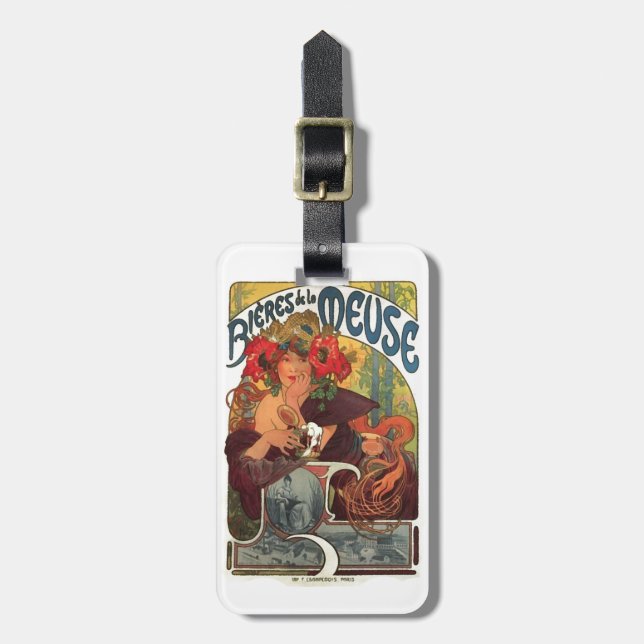 Vintage Jugendstil-Alphonse Mucha Gepäckanhänger (Vorderseite vertikal)