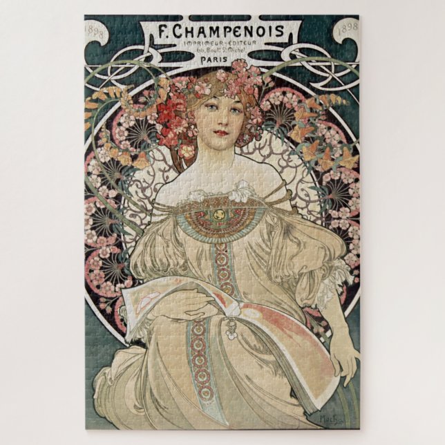 Vintage Jugendstil Alphonse Mucha Illustration Puzzle (Vertikal)