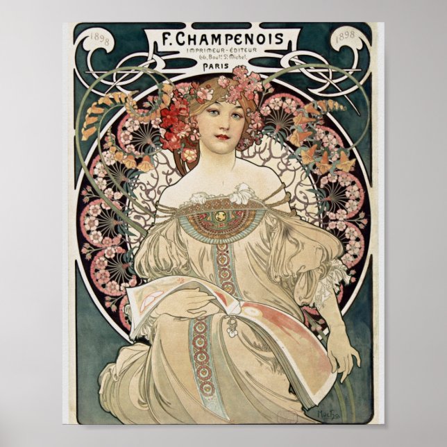 Vintage Jugendstil Alphonse Mucha Poster (Vorne)