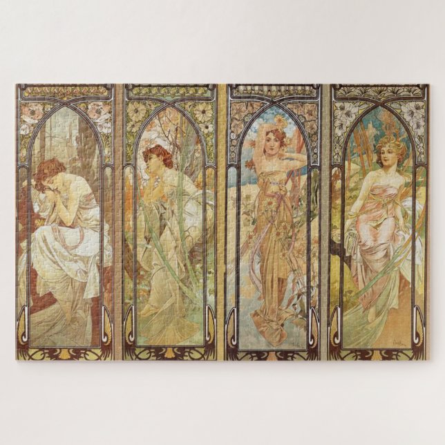 Vintage Jugendstil Alphonse Mucha Puzzle (Horizontal)