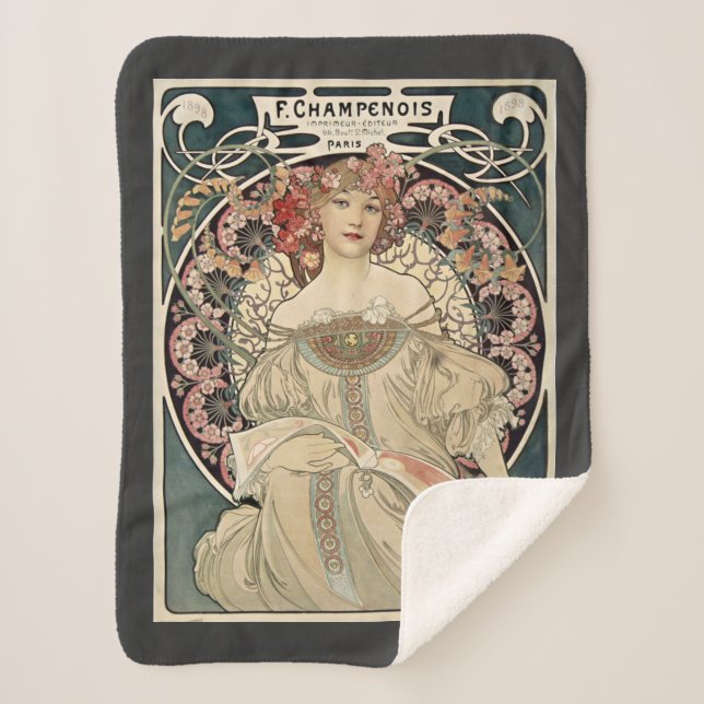 Vintage Jugendstil Alphonse Mucha Sherpadecke (Vorderseite)