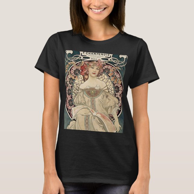 Vintage Jugendstil Alphonse Mucha T-Shirt (Vorderseite)