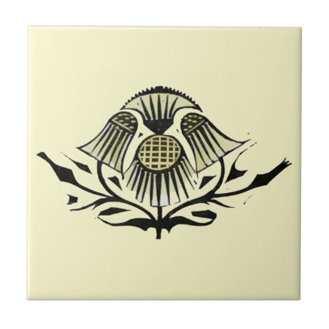 Vintage Jugendstil-Blume Fliese (Vorderseite)