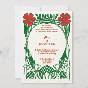 Vintage Jugendstil-Blume-Foliage Einladung