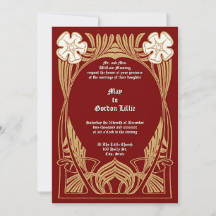 Vintage Jugendstil-Blume-Foliage Einladung