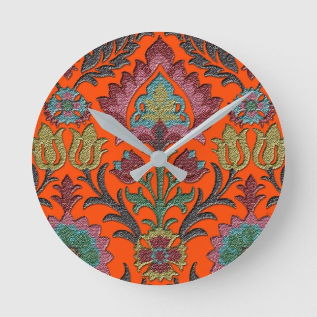 Vintage: Jugendstil Blumengarten Runde Wanduhr (Vorderseite)