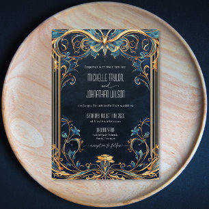 Vintage Jugendstil-Blumenrahmen Alfonse Mucha Einladung