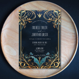 Vintage Jugendstil-Blumenrahmen Alfonse Mucha Einladung