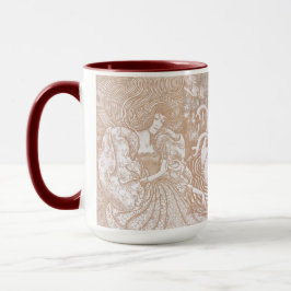 Vintage Jugendstil-Cream Floral Frauen und Schwäne Tasse