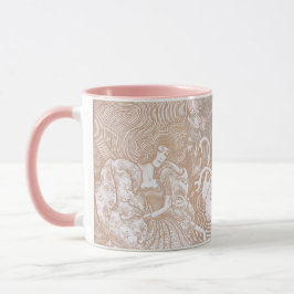 Vintage Jugendstil-Cream Floral Frauen und Schwäne Tasse