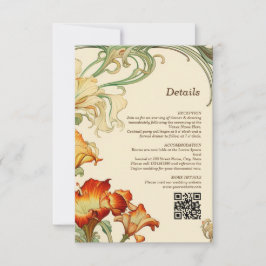 Vintage Jugendstil-Details QR-Code RSVP Karte