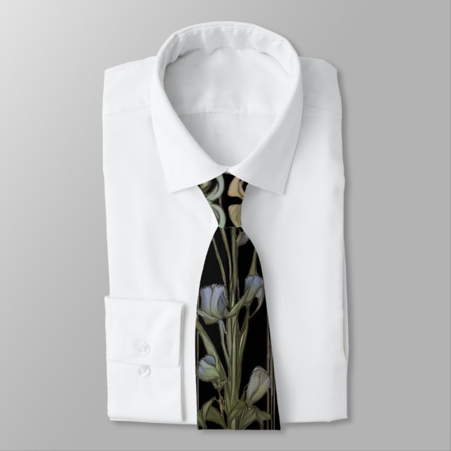 Vintage Jugendstil dunkelbotanisch Krawatte (Gebunden)