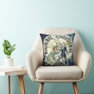 Vintage Jugendstil-Fairies, Fahrrad Pierrot Moon Kissen