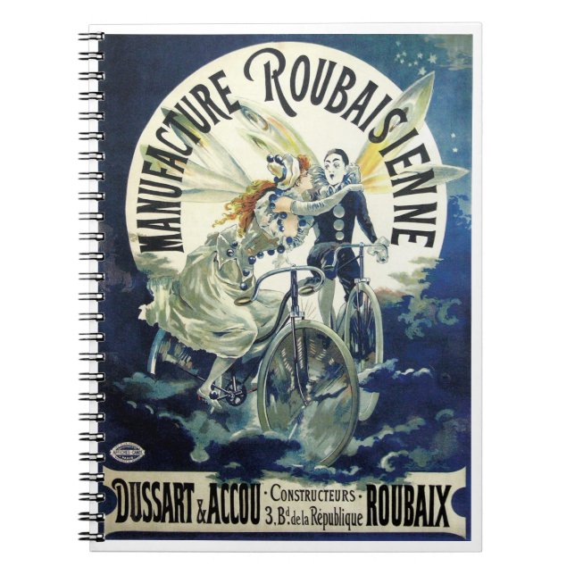 Vintage Jugendstil-Fairies, Fahrrad Pierrot Moon Notizblock (Vorderseite)
