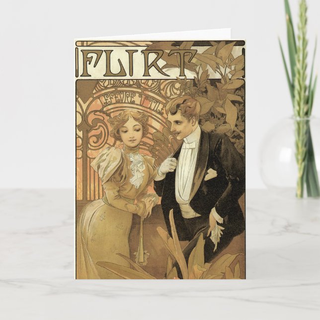 Vintage Jugendstil-Flirt-Kekse, Alphonse Mucha Karte (Vorderseite)