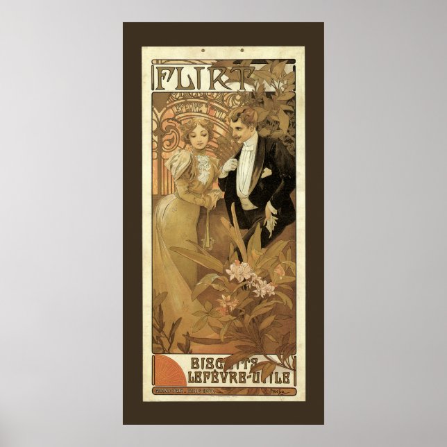 Vintage Jugendstil-Flirt-Kekse, Alphonse Mucha Poster (Vorne)