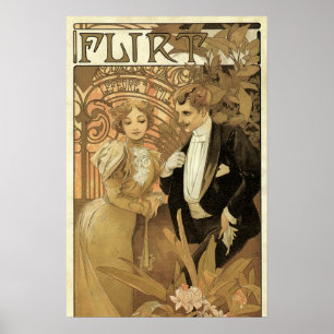 Vintage Jugendstil-Flirt-Kekse, Alphonse Mucha Poster