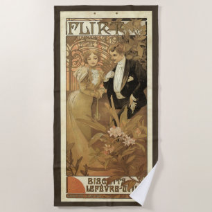 Vintage Jugendstil-Flirt-Kekse, Alphonse Mucha Strandtuch