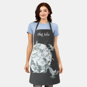 Vintage Jugendstil-Flock mit Vollmond Schürze