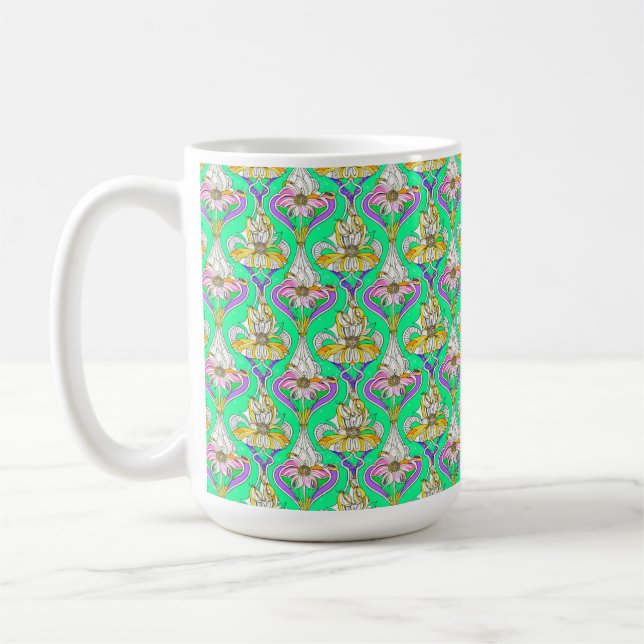 Vintage Jugendstil-Flora Wasserfarbenmuster Tasse (Links)