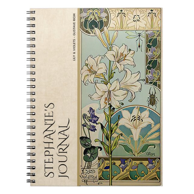 Vintage Jugendstil-Floral Botanisches Journal Notizblock (Vorderseite)