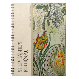 Vintage Jugendstil-Floral Botanisches Notebook Notizblock
