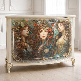 Vintage Jugendstil-Floral Goddess Viktorianischer  Seidenpapier