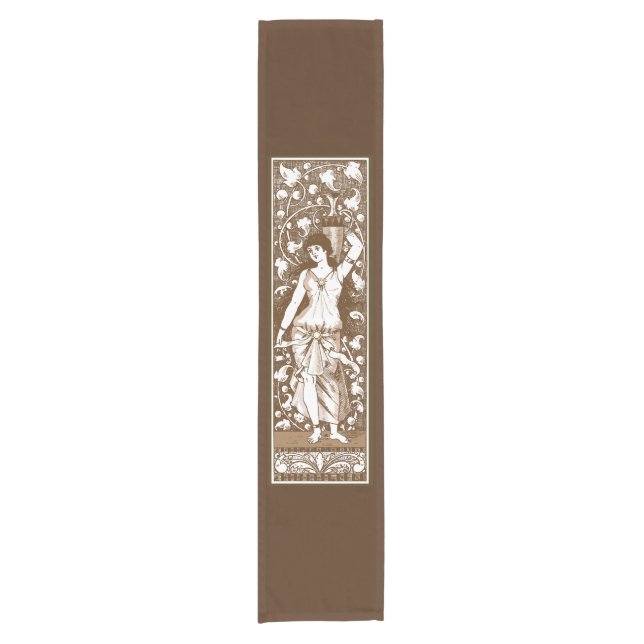 Vintage Jugendstil-Frau mit Urne Kurzer Tischläufer (Vorderseite)