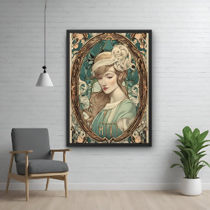 Vintage Jugendstil-Frau Parco Tassino Poster