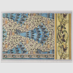Vintage Jugendstil-Friedhöfe Fisch und Meeresalgen Seidenpapier