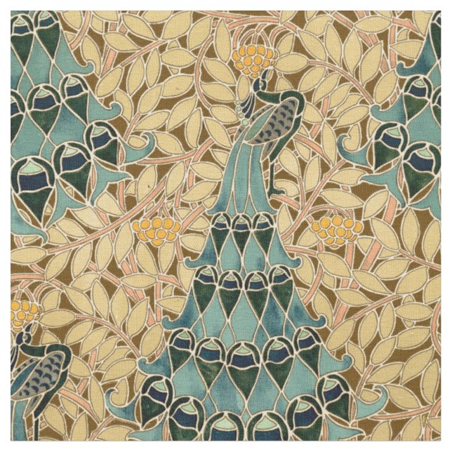 Vintage Jugendstil-Friedhöfe im Baummuster Stoff (Nahaufnahme)