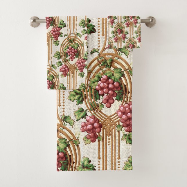 Vintage Jugendstil-Grapevines Badhandtuch Set (Insitu)