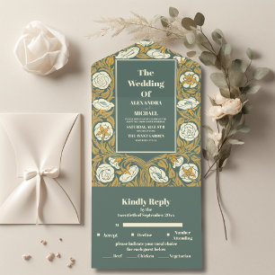 Vintage Jugendstil-Hochzeit All In One Einladung