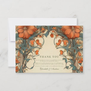 Vintage Jugendstil-Hochzeit Dankeskarte