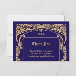 Vintage Jugendstil-Hochzeit Dankeskarte