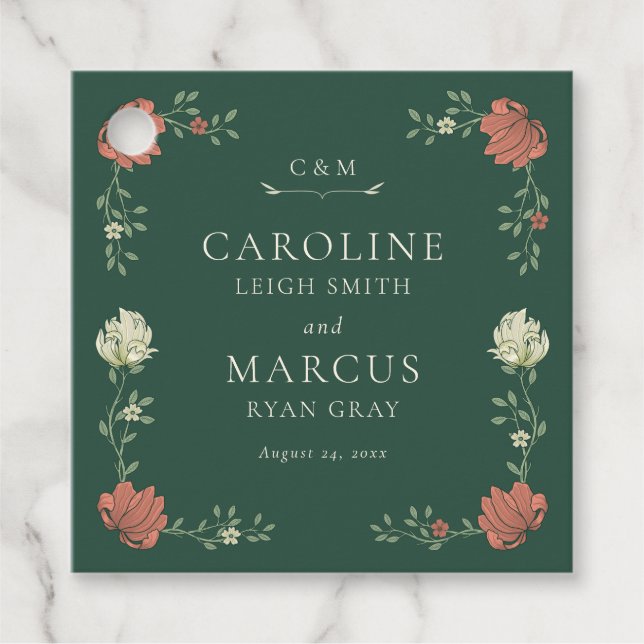 Vintage Jugendstil-Hochzeit Geschenkanhänger (Vorderseite)