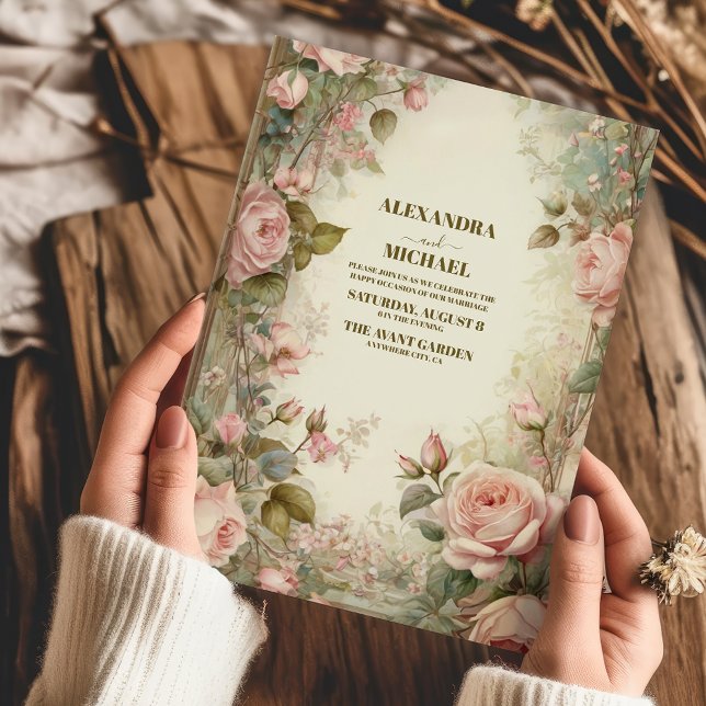 Vintage Jugendstil-Hochzeit in Rosa Einladung (Von Creator hochgeladen)