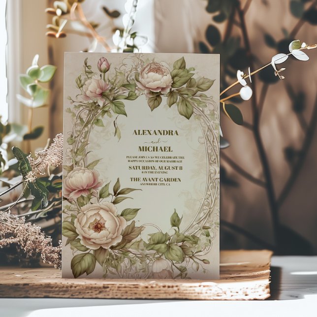 Vintage Jugendstil-Hochzeit mit Olivenöl Einladung (Von Creator hochgeladen)