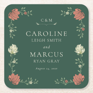 Vintage Jugendstil-Hochzeit Rechteckiger Pappuntersetzer