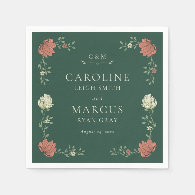 Vintage Jugendstil-Hochzeit Serviette (Vorderseite)