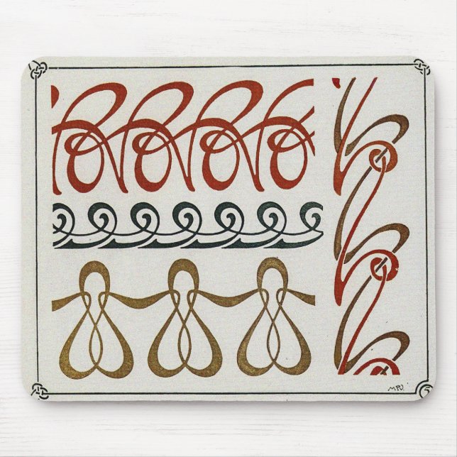 Vintage Jugendstil-Illustration von Mucha Mousepad (Vorne)