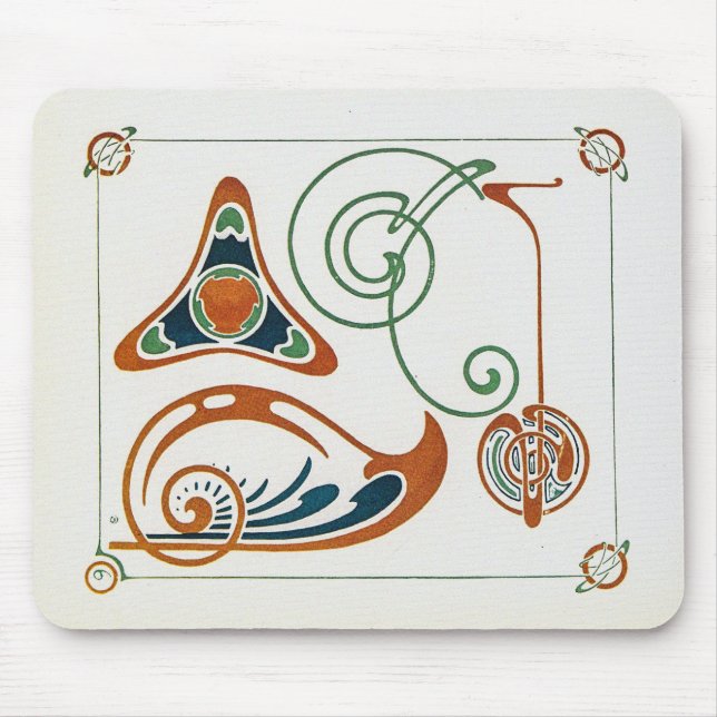 Vintage Jugendstil-Illustration von Mucha Mousepad (Vorne)