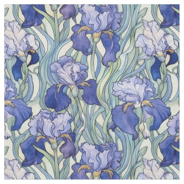 Vintage Jugendstil-Iris Stoff (Nahaufnahme)