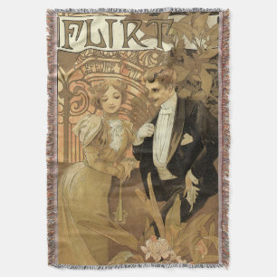 Vintage Jugendstil-Liebe Romantik, Flirt von Mucha Decke