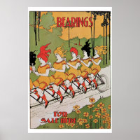 Vintage Jugendstil-lustige Mädchen auf einem Tande
