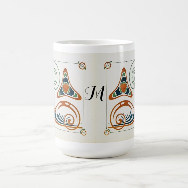 Vintage Jugendstil-Monogramm-Malerei von Mucha Verwandlungstasse (Zentrum)